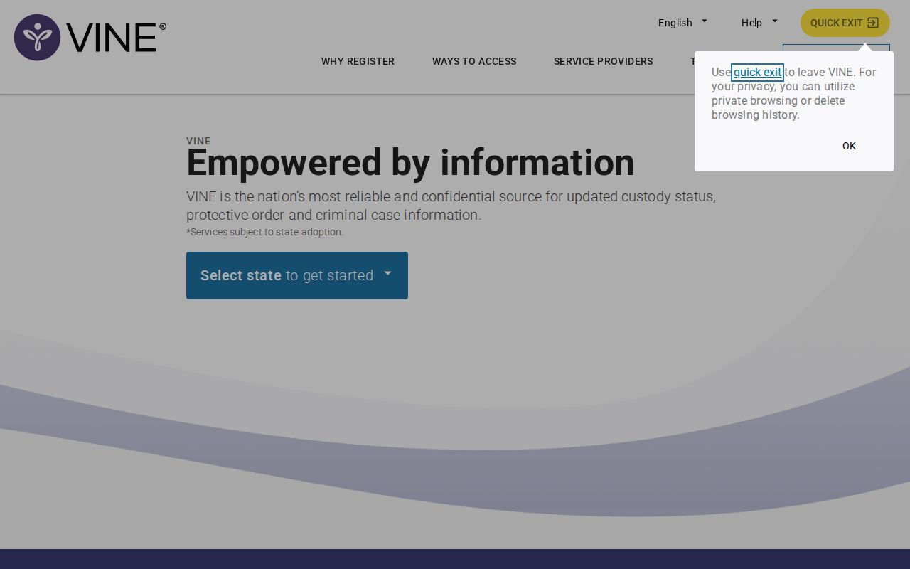 Minnesota VINELink search used for a Pine County inmate release check